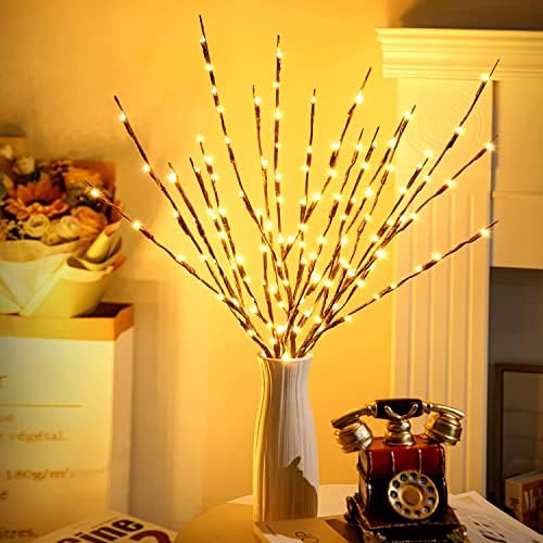 3Pack 30"Twig Lights, USB Plug in Branches Lights, 60 Led Bulbs, Warm White