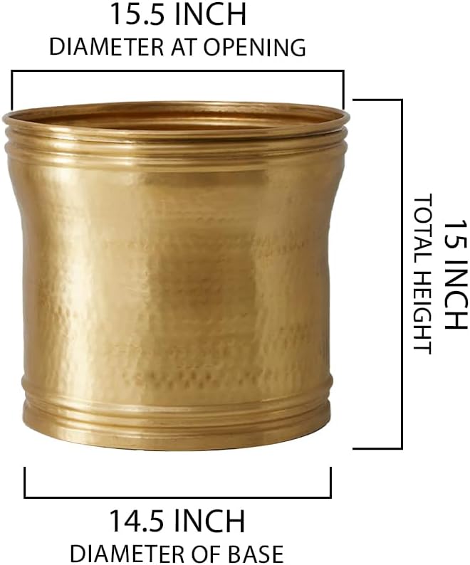 Serene Spaces Living Rajani Hammered Aluminum Planter – Decorative Indoor Plant Pot with Textured Finish, Antique