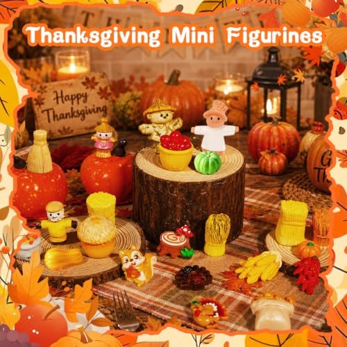 30 Pcs Thanksgiving Mini Figurines Mini Resin Thanksgiving Figurines