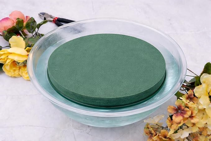 FLOFARE Floral Foam Round Blocks for Flower Arrangements, Green Florist Flower Foam for Fresh & Artificial Flowers, Wedding & Party Décor (Extra Large 10")