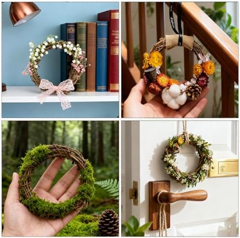 6 Pcs 4 Inch Natural Grapevine Wreaths, Hand-Woven Vine Branch Wreath, Rattan Wreath for DIY Crafts, Christmas Decorations, Home & Event Styling Party Wedding Decor