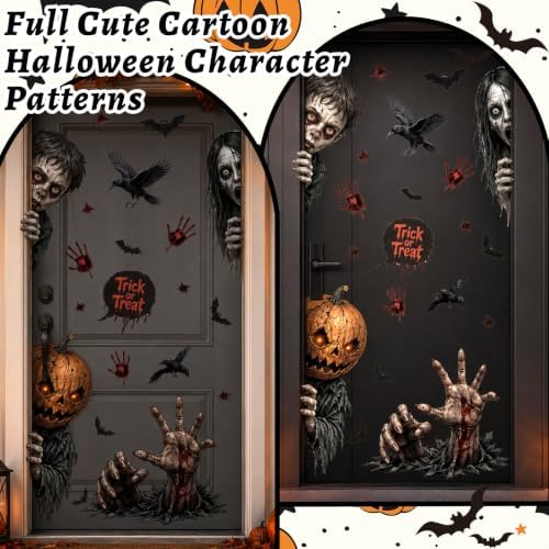 44.88 x 15.75 in Halloween Door Decals Zombie Bloody Handprint Stickers