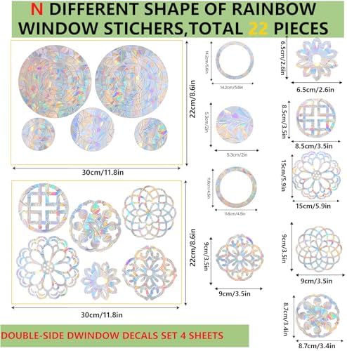 22Pcs Mandala Window Decals to Prevent Bird Strikes,Anti-Collision Stickers