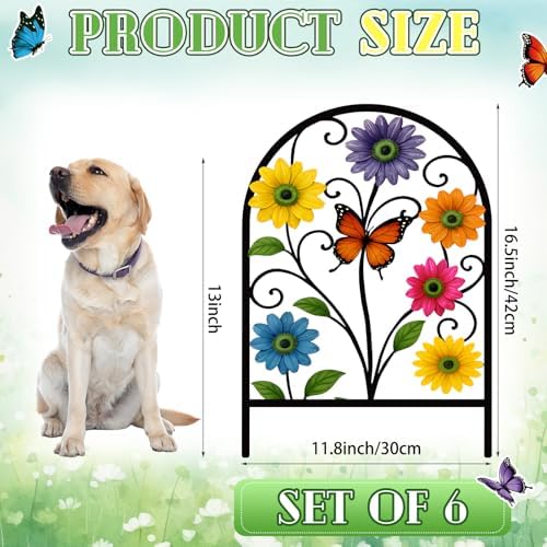 Yaocom 6 Pack Flower Garden Fence 16.5" H x 11.8" W Yard Decor