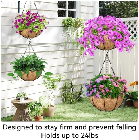 ZeeDix 4 Pack, 16 Inch Hanging Basket Chain with 3 Hooks