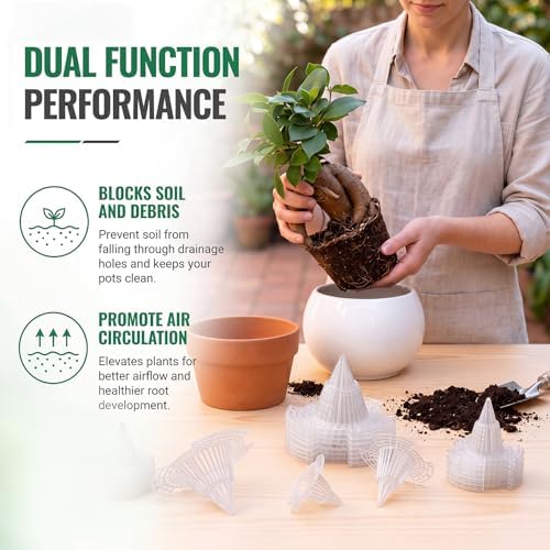 120 Pcs Cone Flower Pot Hole Mesh Pads for Drainage, Plastic