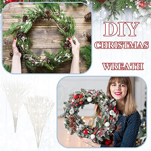Giegxin 16 Pack 17 Inch White Branches for Christmas Tree White Berry Stems