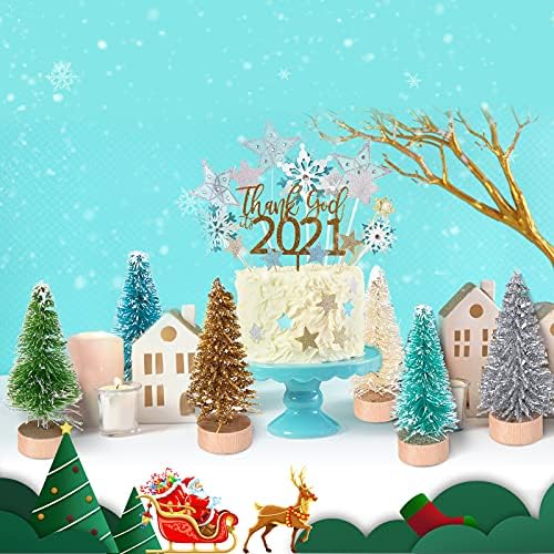 Sumind 24 Pcs Mini Christmas Bottle Brush Trees Craft Miniature Tiny Sisal Trees with Wooden Base Christmas Winter Snow Tabletop for Crafts Display Decor(Beige)