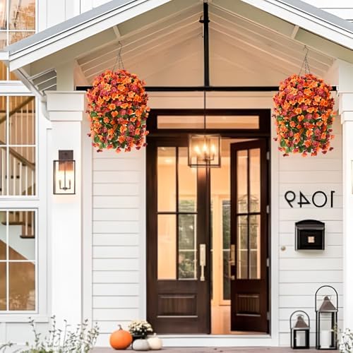 IINQCMY Artificial Flowers Fall Hanging Basket Outdoors Fake Begonias