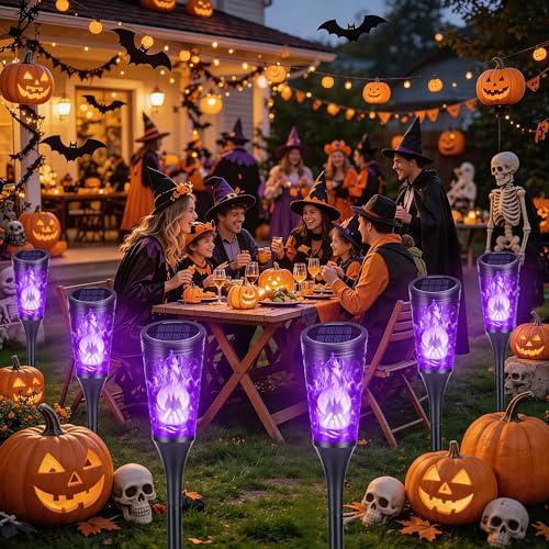 Toodour Solar Halloween Lights Outdoor, 6 Pack Solar Torch Light Waterproof