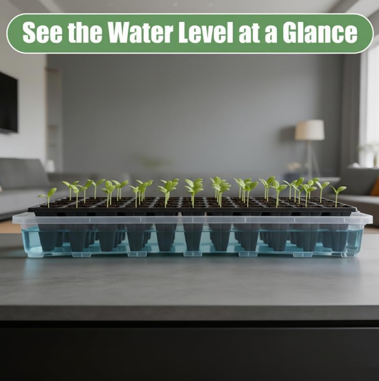 RooTrimmer 1020 Nursery Pot Trays 5 Pack, Transparent Plastic Flat Seed Starter Tray, Durable Square Seedling Starting