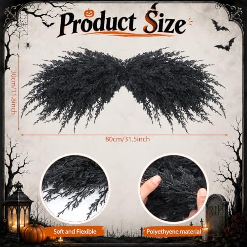 Suncalla 31.5" Christmas Swag Decoration, Cedar 04, Black, 2 Pack