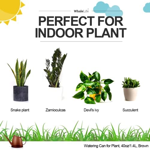 Small Indoor Plant Watering Can Long Spout 1.4L Brown
