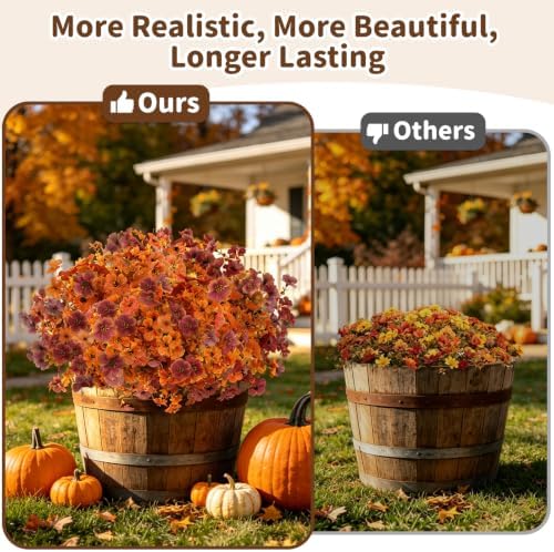 Artificial Flowers Outdoor, UV Resistant Faux Plants, Fall Decor,12 Bundles