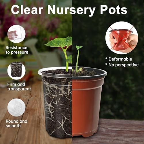 30 Pack Clear Nursery Plant Pots, 4 Inch with Drainage Holes, 20 Labels