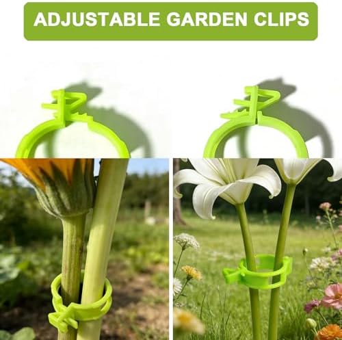 150 Pcs Plant Support Clips,Tomato Clips for Climbing Plants/String Trellis,with 3 Adjustable Ties for Gardening,Outdoor Vine Clips,Garden Clips for Plants Grape and Vine Vegetables Bright Green