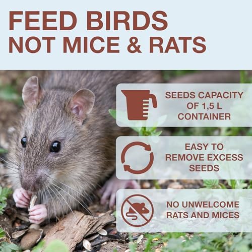 SWISSINNO Bird Feeders - No Mess Hanging Bird Feeder for Outdoors - Smart Birds Davos Spill Proof Wild Cardinal & Small Bird Feeder with Integrated Seed Catcher Tray - Dual Chamber - Light Blue