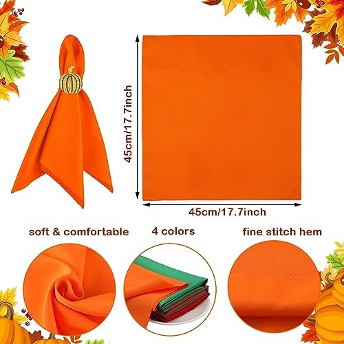 EBoot 16 Pcs Fall Thanksgiving Napkin Ring Set, Pumpkin, Metal