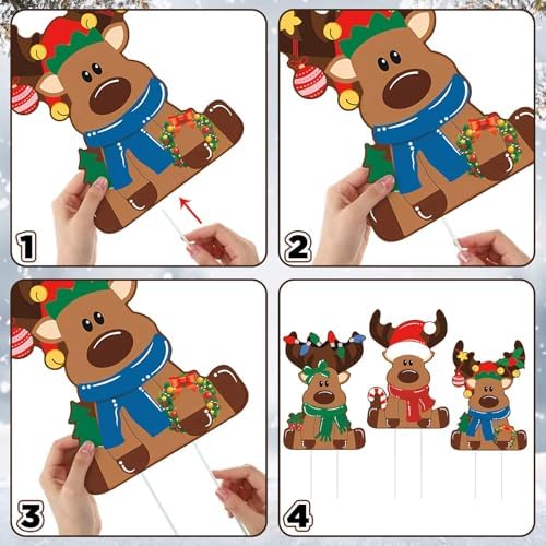 Weysat 3 Pcs Reindeer Christmas Yard Signs with Stakes, Elk Decoration