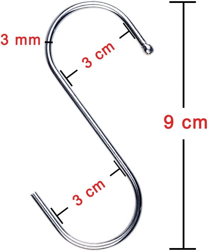 120 Pack 3.5 inch Heavy Duty S Hooks - Plants, Outdoor, Light, Cup, Large Hangers for Kitchen, Bathroom, Bedroom and
