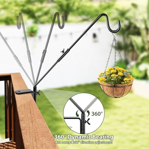 BOLITE Deck Hook, 20 Inch Bird Feeder Hanger for Hummingbird Feeders, Black
