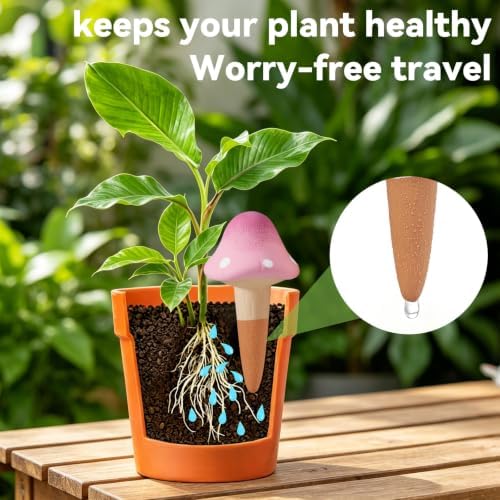 YesWhat Terracotta Watering Spikes Slow Release Watering Stakes 4-Pack