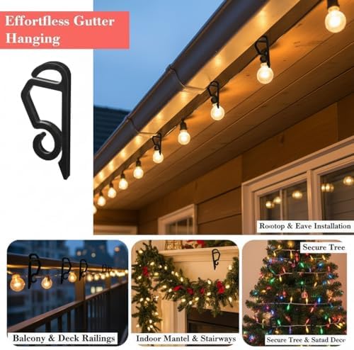 Christmas Light Clips 120 PCS, Gutter Hooks for Outdoor String Lights