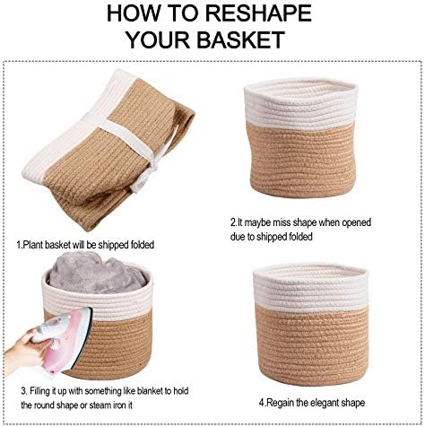 11" Cotton Rope Plant Basket Modern Woven Baskets 11"x 11"
