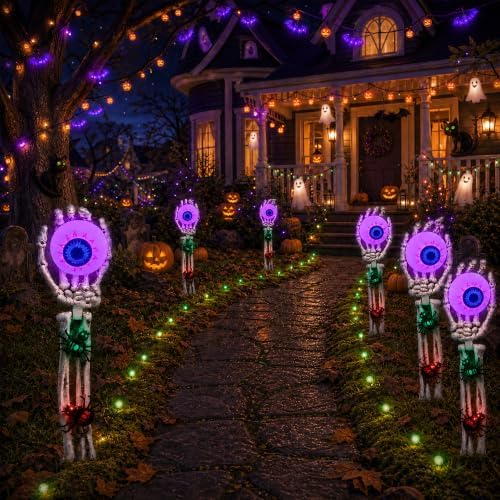 Halloween Decorations Outdoor, 2 Packs Skeleton Hands for Halloween Decor