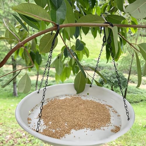 Seed Catcher Tray, Bird Seed Catcher Tray with Hanging Chains & Drainage Holes, Durable Plastic Platform for Outdoor Backyard Garden Bird Feeder Bird Bath Wild Bird Watching Supplies