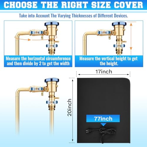 1 Pcs 20" L x17 W Electric Heated Outdoor Faucet Cover for Winter Freeze Protection Heating Hose Bib Covers for Winter, Water Pipe Heater for Garden Faucet Insulated Spigot Protector, Black