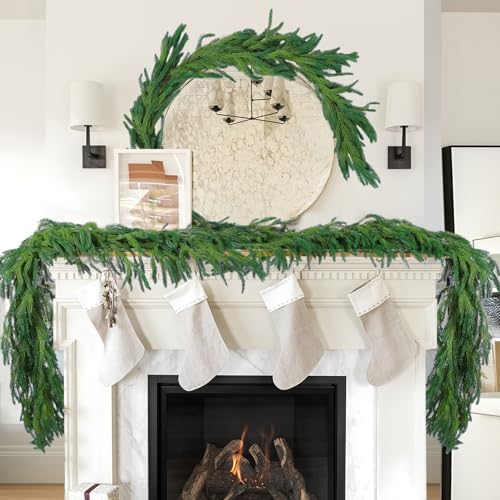 Hananona 4Pcs 6FT Christmas Garlands, Real Touch Norfolk Pine Garland