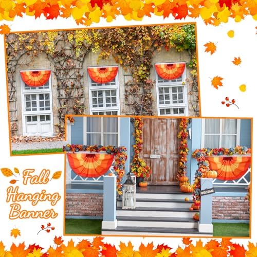 Newwiee 4 Pcs Thanksgiving Fall Bunting for Outside, Red, 2 x 4 ft