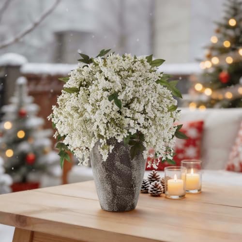 3 Pcs Artificial Berry Stem 36" Realistic Flowers Picks Branches Faux Stem Spray DIY for Holiday Seasonal Farmhouse Mantel DIY Home Decorations (White Green)