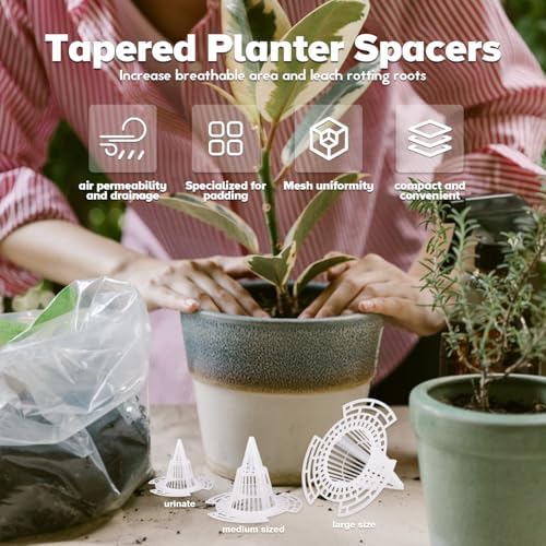Reusable conical Planter Inserts for pots - Drainage Pads and Pot fillers for planters, Simple Gardening Tools for Horticulture Care