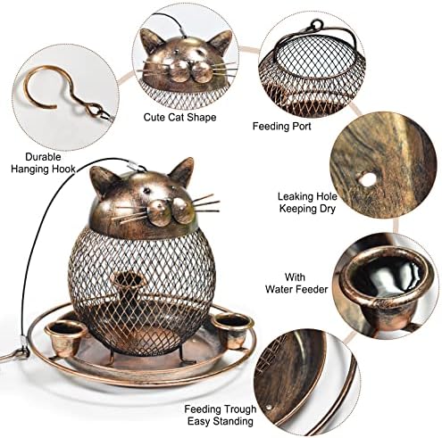 Bird Feeders for Outdoors Hanging, Heavy Duty Cute Cat Bird Feeder