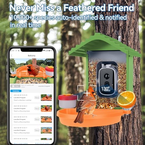 Smart Bird Feeder with Camera 2.5K HD Solar AI