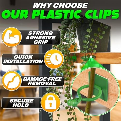 110 Pcs Wall Plant Clips for Climbing Plants, Self-Adhesive (Green)