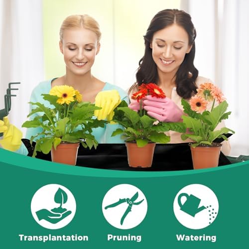 39.5"x39.5" Plant Transplanting Mat - Thickened Waterproof Potting Mat, Succulent Gardening Mat, Portable Repotting Mat for Mess Control (PVC-Black)