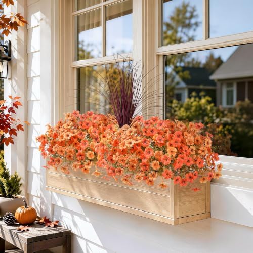 INSPRING Fall Artificial Mums for Outdoors 12 Pcs, UV Resistant Fall Flower