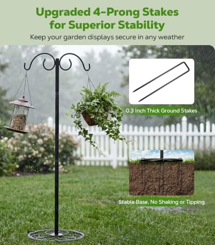 MoKo Shepherds Hook Stand, 72'' Bird Feeder Stand with Stable Round Base