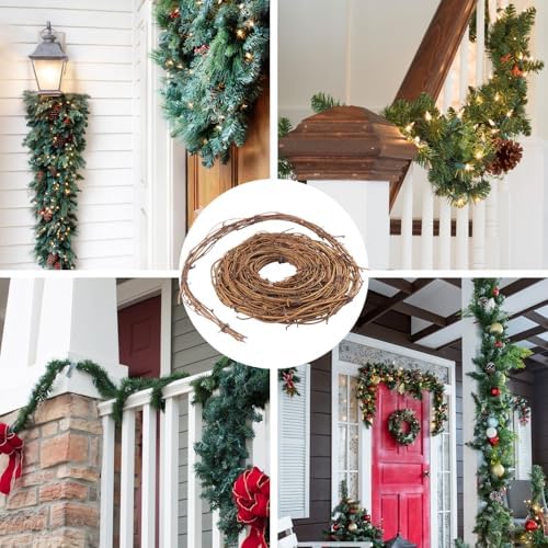 7 PCS 15 Feet Grapevine Wreath,Natural Grapevine Garland, DIY Twig Wreaths for Crafts, Outdoor and Indoor Home Décor, Wedding, Holiday, and Party Decoration(Total 120 FT)