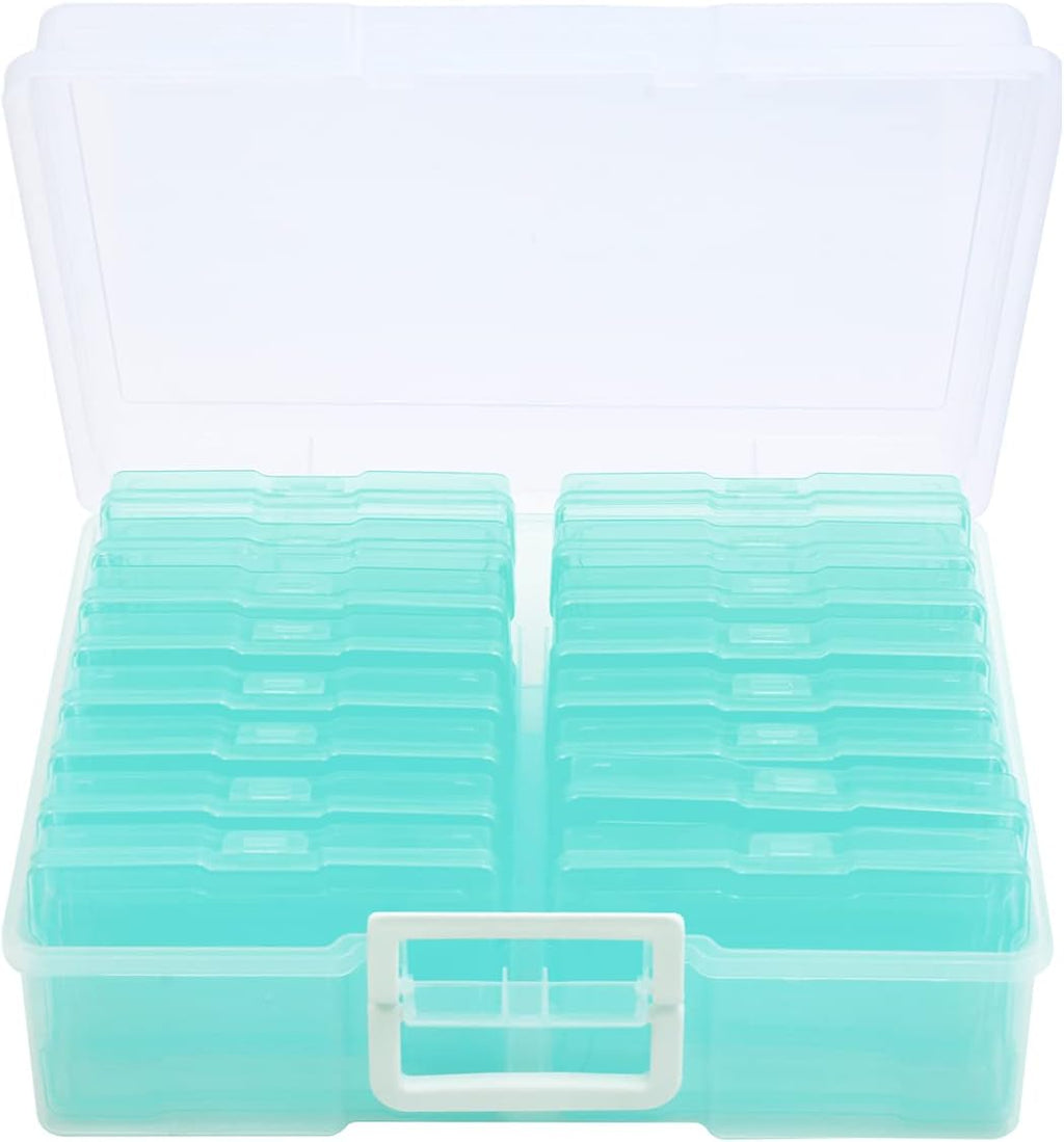 4" x 6" Photo Storage Case with Handle, 16 Inner Photo Organizer Keeper, Extra Large Storage Picture Boxes, Seed