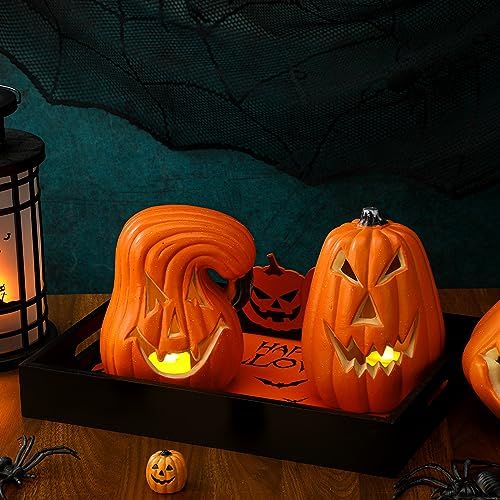 Huwena Halloween Serving Tray with Handles, Decorative, Pumpkin Platters