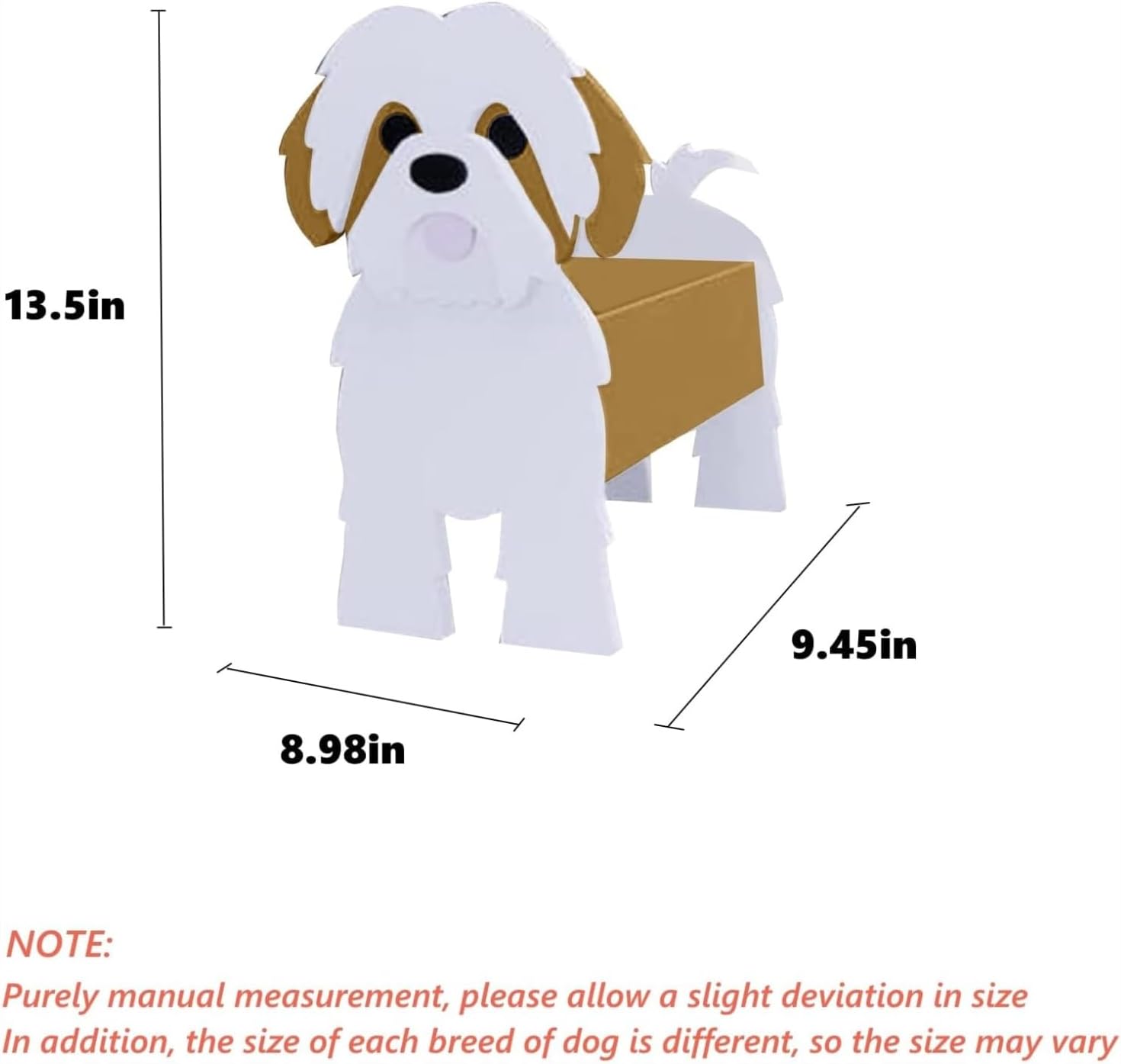 Brown Shih Tzu Dog Planter Pots, Animal Shaped Flower Pot | Cute Plant Gift for Women and Pet Lovers, Indoor Outdoor