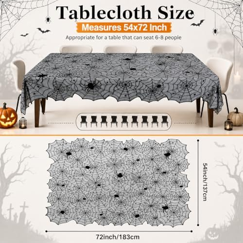 Jomelly Halloween Spider Web Lace Tablecloth,54 x 72 Inch