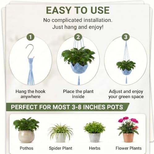 Shappy 1 Pack Boho Macrame Plant Hanger for Indoor
