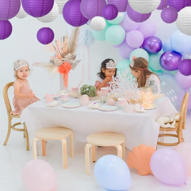 BEISHIDA Purple White Paper Lanterns 4/6/8/10/12 Inch Round Chinese Lamp