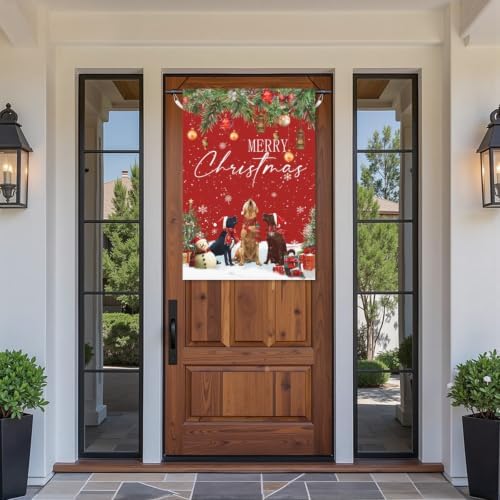 Christmas Retriever Dogs Large Garden Flags Double Sided 28X40 Inch
