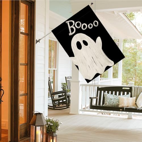 AVOIN colorlife Ghost Boo Halloween House Flag 28x40 Inch for Outside